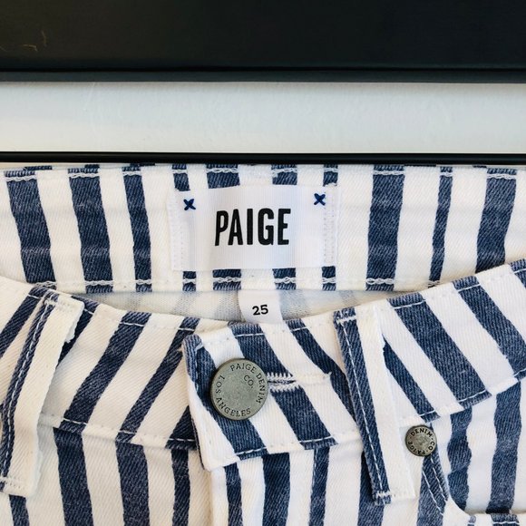 Paige Verdugo Blue and White Stripe Jeans - Picture 7 of 14